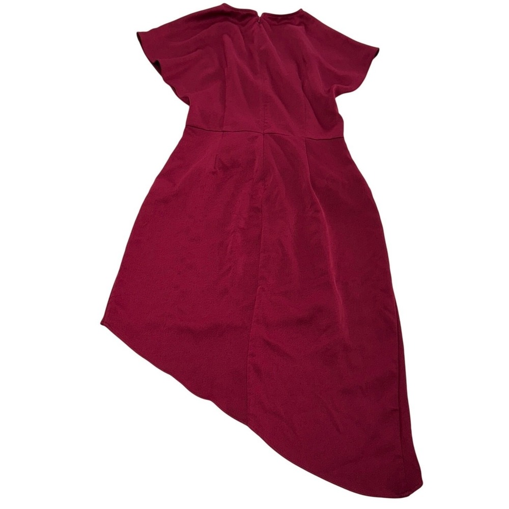 L'Academie Dress Womens Small Red Pink Asymmetrical Ruched Cocktail Wedding - Picture 6 of 14